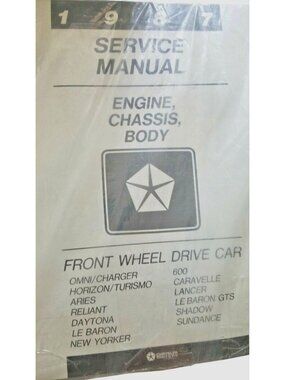 Book 1987 Chrysler Service Manual Complete Set of 3  Engine Chassis Body Wiring